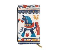 YYHHAOFA Long portefeuille suédois en cuir avec motif cheval folk : confortable, léger, imperméable, durable, 19 x 10,5 cm, noir, taille unique, Noir , Taille unique