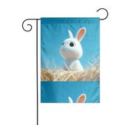 YYHHAOFA Looking up at the sky rabbit imprimé mât de drapeau extérieur cour décoration double face 30,5 x 45,7 cm