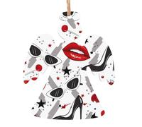 YYHHAOFA Lot de 2 décorations de Noël en bois en forme d'ange avec lèvres et talons hauts pour accrocher aux arbres de Noël