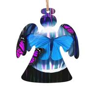 YYHHAOFA Lot de 2 décorations de Noël en bois en forme d'ange - Magnifique image de papillon à suspendre