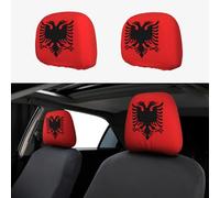 YYHHAOFA Lot de 2 housses d'appui-tête de voiture imprimées avec drapeau albanais - Accessoires d'intérieur - Pour voitures, camionnettes, camions - Accessoires universels pour siège