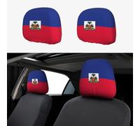 YYHHAOFA Lot de 2 housses d'appui-tête de voiture imprimées avec drapeau haïtien - Accessoires d'intérieur pour voitures, camionnettes, camions - Accessoires universels pour sièges