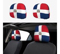 YYHHAOFA Lot de 2 housses d'appui-tête de voiture imprimées République dominicaine - Accessoires d'intérieur pour voitures, camionnettes, camions - Accessoires universels pour siège