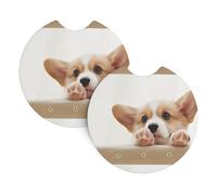 Yyhhaofa Lot de 2 porte-gobelets d'intérieur de voiture à motif corgi - Imperméable et à séchage rapide - Protège contre les déversements et les rayures