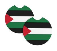 Yyhhaofa Lot de 2 porte-gobelets intérieurs de voiture avec motif drapeau de l'État de Palestine, imperméable et à séchage rapide, protège contre les déversements et les rayures