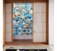 YYHHAOFA Lot de 2 rideaux en tissu, lisses et infroissables, 86,4 x 142,2 cm, motif océan, plage, coquillages, étoile de mer, bleu