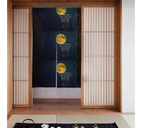 YYHHAOFA Lot de 2 rideaux imprimés lune et basket-ball 86,4 x 142,2 cm en tissu lisse et ne se froisse pas facilement