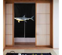 YYHHAOFA Lot de 2 rideaux imprimés requins dorés - 86,4 x 142,2 cm - Lisse et ne se froisse pas facilement - Rideaux en tissu - Séparateurs de pièce