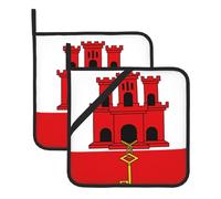 YYHHAOFA Lot de 2 tapis de pot carrés isolés et épais avec motif drapeau de Gibraltar - Imperméable - Facile à nettoyer