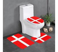 YYHHAOFA Lot de 3 tapis de salle de bain absorbant l'eau, séchage rapide, antidérapant, durable, facile à nettoyer, drapeau du Danemark imprimé