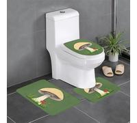 YYHHAOFA Lot de 3 tapis de salle de bain antidérapants motif champignon à la recherche de maman - Tapis de contour, ovale et rectangulaire pour toilettes, coiffeuse et toilettes