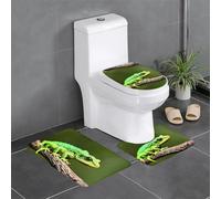 YYHHAOFA Lot de 3 tapis de sol antidérapants en forme de U à motif lézard vert, fermement fixé, absorbant et durable, épais et confortable