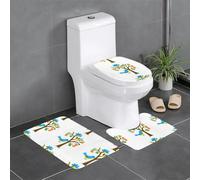YYHHAOFA Lot de 3 tapis de sol antidérapants en forme de U avec motif oiseau bleu cueillant des fruits, fermement fixé, absorbant et durable, épais et confortable
