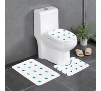 YYHHAOFA Lot de 3 tapis de sol antidérapants en forme de U, motif cœur bleu océan, tapis de sol pour toilettes, fermement fixé, absorbant et durable, épais et confortable