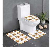YYHHAOFA Lot de 3 tapis de sol antidérapants en forme de U pour toilettes, motif biscuit, dessert, petit lion, fermement fixé, absorbant et durable, épais et confortable