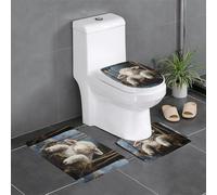 YYHHAOFA Lot de 3 tapis de sol antidérapants imprimés « The Sleeping Lamb in the Cradle » - Tapis de salle de bain antidérapant et durable