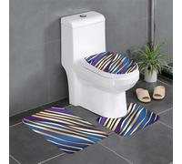 YYHHAOFA Lot de 3 tapis de sol antidérapants Motif lignes minimalistes GOL Tapis de sol de toilette en forme de U fermement fixé, absorbant et durable, épais et confortable