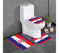 YYHHAOFA Lot de 3 tapis de sol avec motif drapeau de la République de Croatie, absorbant l'eau et antidérapant pour salle de bain, toilettes et cuisines