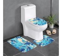 YYHHAOFA Lot de 3 tapis de sol en forme de palmiers et tortues de mer pour plonger sous l'eau Motif absorbant l'eau et antidérapant pour salle de bains, toilettes et cuisines
