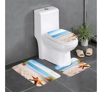 YYHHAOFA Lot de 3 tapis de sol motif plage, étoiles de mer, terres - Absorbants et antidérapants - Pour salle de bain, toilettes et cuisines