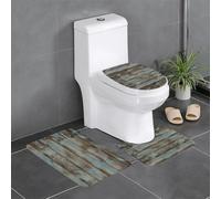YYHHAOFA Lot de 3 tapis de sol rustiques avec motif vieux bois de grange absorbant l'eau et antidérapant pour salle de bains, toilettes et cuisines