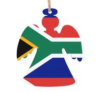 YYHHAOFA Lot de 4 décorations de Noël en bois en forme d'ange Drapeau de l'Afrique du Sud à accrocher sur les arbres de Noël