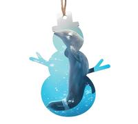 YYHHAOFA Lot de 4 décorations de Noël en bois en forme de bonhomme de neige avec motif de conte de dauphin