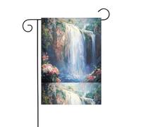 YYHHAOFA Magnifique mât de drapeau de jardin imprimé cascade décoration extérieure double face 30,5 x 45,7 cm