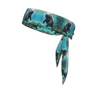 YYHHAOFA Manatee Animals Veau Image Foulard de sport, absorbant la transpiration et respirant, bandeau de mouvement, foulard double face