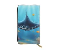 YYHHAOFA Manta Ray and Fish Stamp Portefeuille long en cuir confortable léger imperméable durable 19 x 10,5 cm Noir Taille unique, Noir , Taille unique