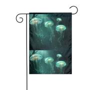 YYHHAOFA Mât de drapeau de jardin avec méduses en cristal imprimé double face 30,5 x 45,7 cm