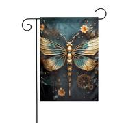 YYHHAOFA Mât de drapeau de jardin avec motif libellule dorée - Double face - 30,5 x 45,7 cm
