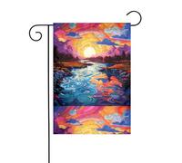 YYHHAOFA Mât de drapeau de jardin coloré imprimé rivière extérieur décoration double face 30,5 x 45,7 cm