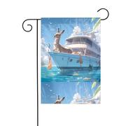 YYHHAOFA Mât de drapeau de jardin imprimé « A donkey on a yacht » - Décoration de cour extérieure double face - 30,5 x 45,7 cm