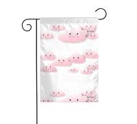 YYHHAOFA Mât de drapeau de jardin imprimé avec beaucoup de nuages souriants timides - Décoration de cour extérieure - Double face - 30,5 x 45,7 cm