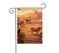 YYHHAOFA Mât de drapeau de jardin imprimé « Cattle on the ranch » double face 30,5 x 45,7 cm