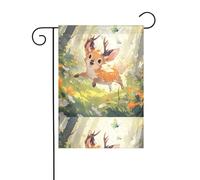 YYHHAOFA Mât de drapeau de jardin imprimé cerf super mignon double face 30,5 x 45,7 cm