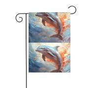 YYHHAOFA Mât de drapeau de jardin imprimé dauphin intelligent double face 30,5 x 45,7 cm