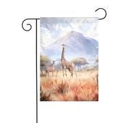 YYHHAOFA Mât de drapeau de jardin imprimé girafe africaine Savane africaine Décoration de cour extérieure double face 30,5 x 45,7 cm
