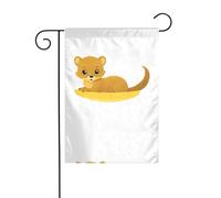 YYHHAOFA Mât de drapeau de jardin imprimé « Little Yellow Weasel in the cradle » - Décoration de cour extérieure - Double face - 30,5 x 45,7 cm