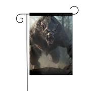 YYHHAOFA Mât de drapeau de jardin imprimé loup-garou HD double face 30,5 x 45,7 cm