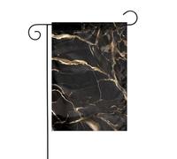 YYHHAOFA Mât de drapeau de jardin imprimé marbre noir doré double face 30,5 x 45,7 cm