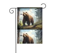 YYHHAOFA Mât de drapeau de jardin imprimé ours marron honnête décoration de cour extérieure double face 30,5 x 45,7 cm