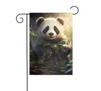 YYHHAOFA Mât de drapeau de jardin imprimé panda mignon double face 30,5 x 45,7 cm