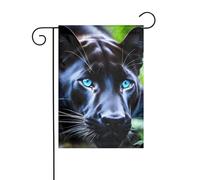 YYHHAOFA Mât de drapeau de jardin imprimé panthère aux yeux bleus double face 30,5 x 45,7 cm