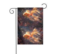 YYHHAOFA Mât de drapeau de jardin imprimé poisson rouge brillant décoration de cour extérieure double face 30,5 x 45,7 cm