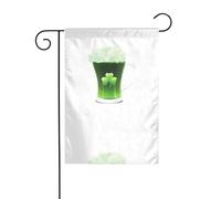 YYHHAOFA Mât de drapeau de jardin imprimé trèfle vert bière, décoration extérieure double face, 30,5 x 45,7 cm