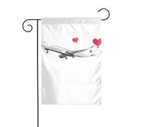 YYHHAOFA Mât de drapeau imprimé « The plane that expresses love » - Décoration de cour extérieure - Double face - 30,5 x 45,7 cm