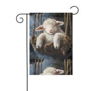 YYHHAOFA Mât de jardin imprimé « The Sleeping Lamb in the cradle » - Décoration de cour extérieure - Double face - 30,5 x 45,7 cm