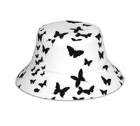 YYHHAOFA MBlack and White Chapeau cloche réfléchissant imprimé papillon léger, respirant, pliable pour homme et femme